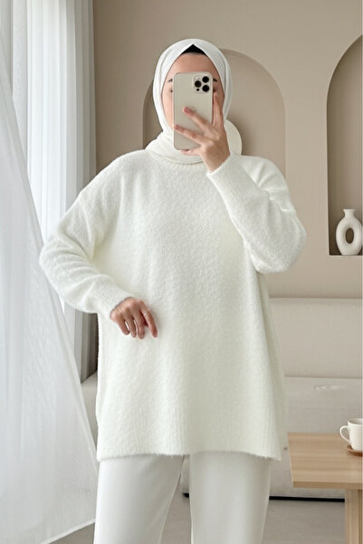 Modamorfo Round Neck Casual Soft Knit Sweater -White