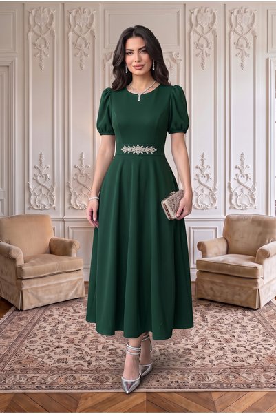 ALFUDO Moda Collection Rochie midi cu mâneci tip pepene, negru