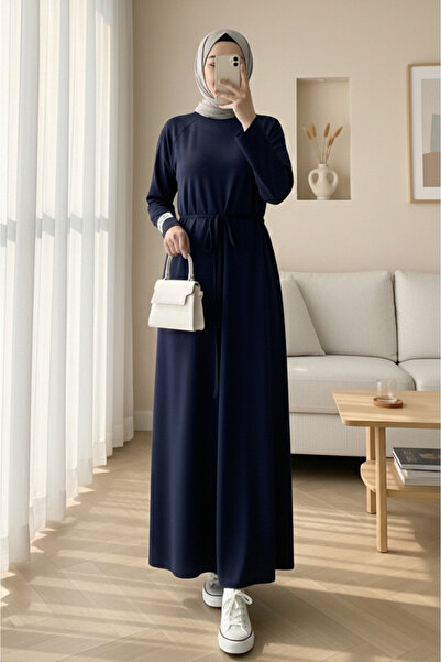 Modamorfo Round Neck Tie-Waist Dress -Laci