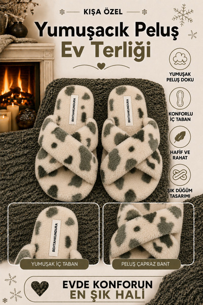 Behtah Kundura Fluffy Cross Model Women's House Slippers Girls House Slippers...