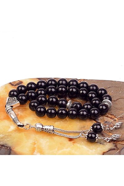 Taş Sandığı Rozariu din piatră obsidian (8 mm)