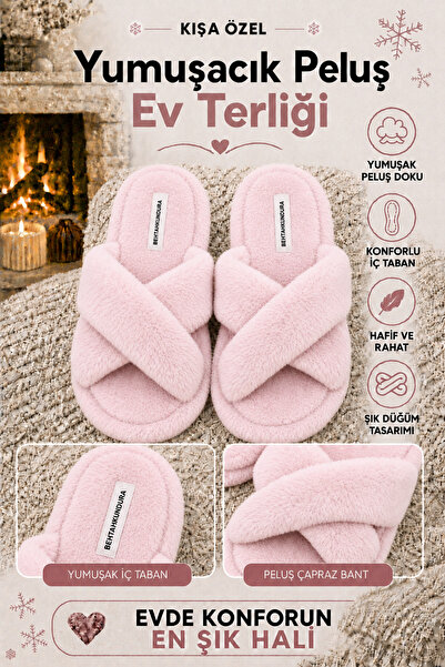Behtah Kundura Fluffy Cross Model Women's House Slippers Girls House Slippers...
