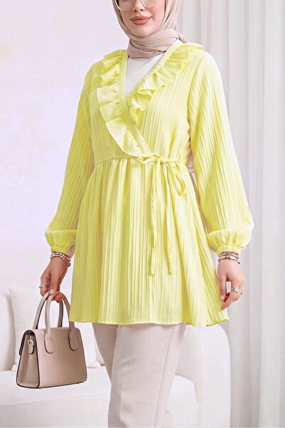 Modamorfo Ruffled Front Lace-Up Elastic Kimono