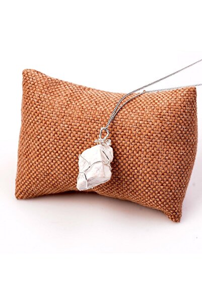 Taş Sandığı Unisex Raw Howlite Stone Necklace - Wire Wrapped
