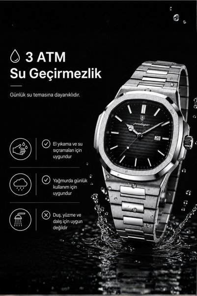 POEDAGAR Men's Watch Stainless Steel 40mm
