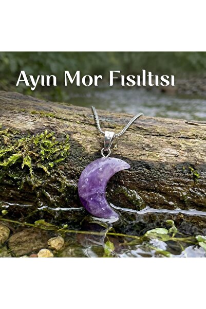 Taş Sandığı Moon Shaped Amethyst Stone Necklace - Small Size
