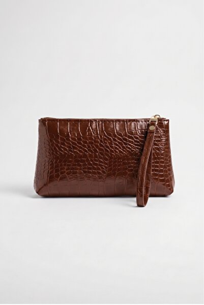 PurpleART Women's Tan Croco Portfolio Handbag Croco