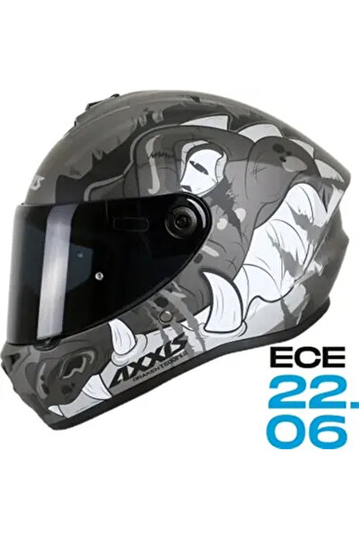 AXXIS Kapalı Kask Draken Trooper D2 Mat Gri SMALL