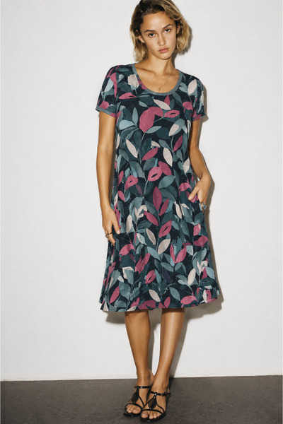 MODA Women's Plus Size Viscosse Inside Shows No Bell Dress