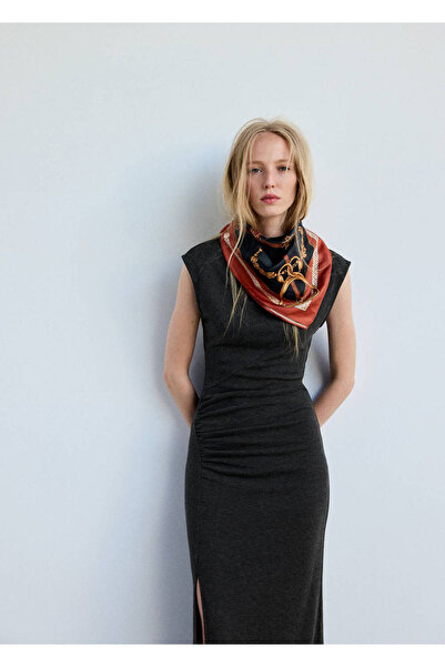 MANGO Woman Side-ruched knit dress