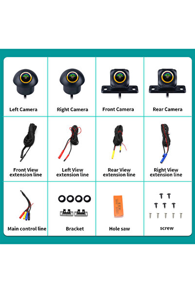 Choice 12 V 360 Car Camera AHD 1080P 360° Panoramic Camera Rear / Front / Lef...