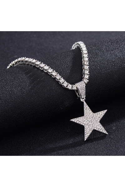 Choice AYB4047-1G Exquisite Sparkling Inlaid Zirconia Star Pendant Necklace L...