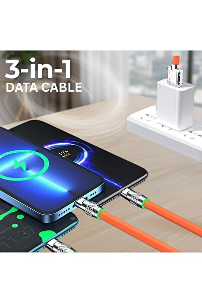 OEM Cablu Magnetic 3 în 1 USB-A la USB-C, Lightning și Micro USB – Încărcare ...