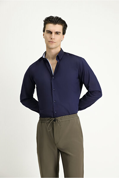 Kiğılı Long Sleeve Slim Fit Slim Fit Classic Cotton Shirt