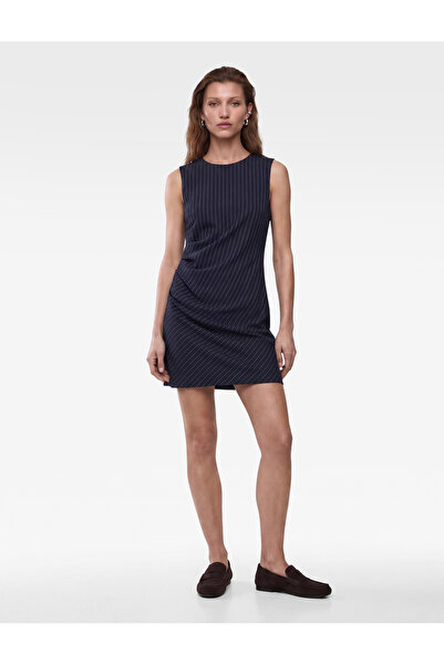 Koton Drapeli Slim Fit Crew Neck Sleeveless Striped Mini Dress
