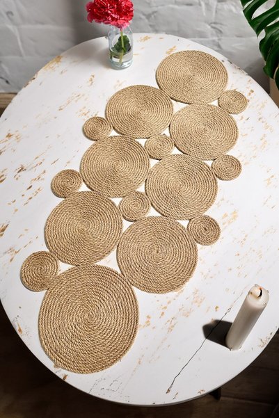 Homever Repatt 120x40cm Wicker Jute Living Room Kitchen Table Coffee Table Cl...