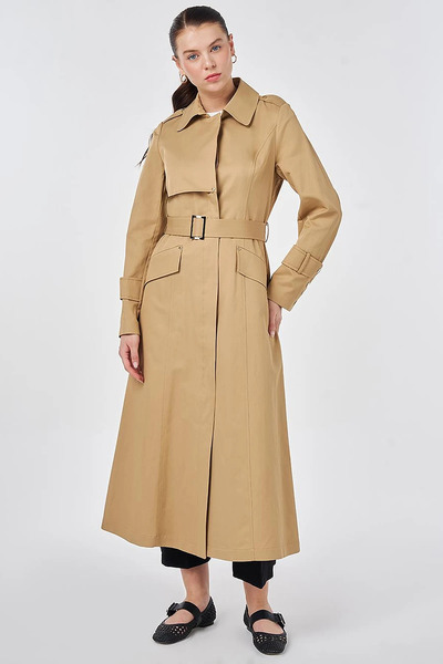 KYR Button Detailed Trench Coat Beige