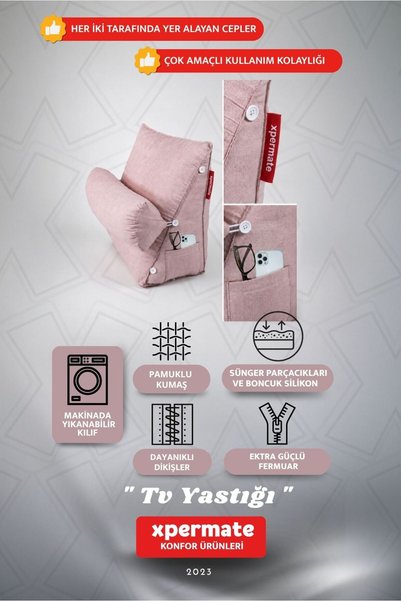 XPERMATE Back Support Pillow Waist and Neck Support Tv Pillow Reading Pillow Postoperative Pillow Pink