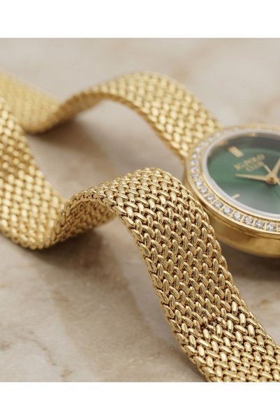 JG. Polo Club Jg Polo Club 26mm Green Dial Gold Color Women's Wristwatch with Stone Steel Band 5 Atm