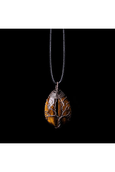 Choice Tiger Eye Tree of Life 7 Chakra Natural Gemstone Necklace Crystal Ener...