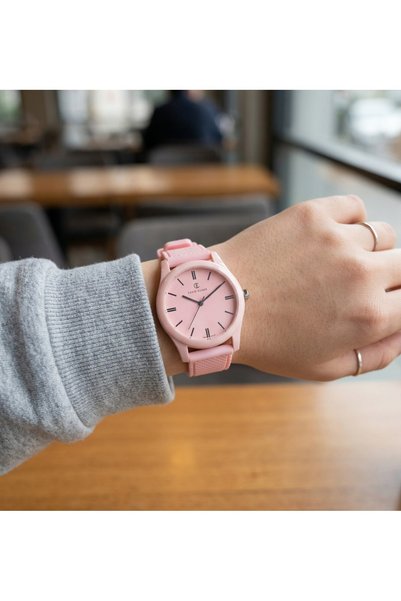 DAVID GUNER 39mm Women's Watch Pink Silicone Band Youthful Sports Casual Stylish Model