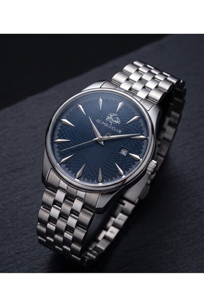 JG. Polo Club Jg Polo Club 42mm Navy Blue Dial Men's Wristwatch Steel Band Cl...