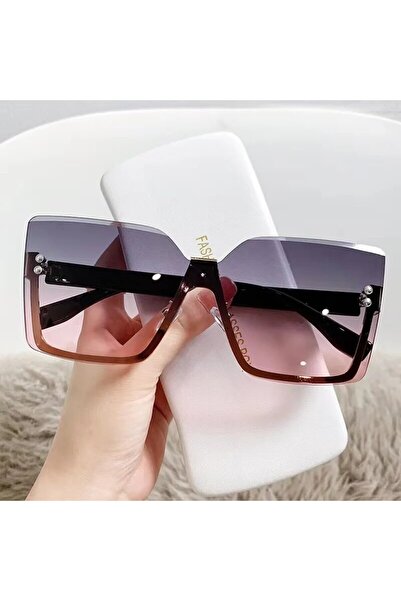 Choice Gray-pink New European And American Style Half-frame Metal Sunglasses ...