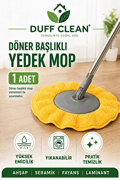 DUFF CLEAN (1 ADET) Standart Ölçü Döner Başlıklı Yedek Mop Bezi Sarı