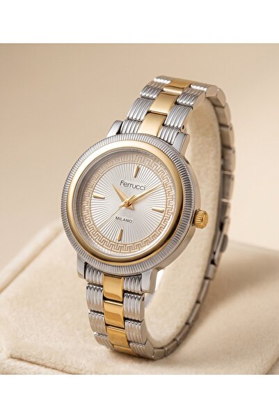 Ferrucci Milano 31 mm Women's Wristwatch Gold Detailed Silver Case Double Col...