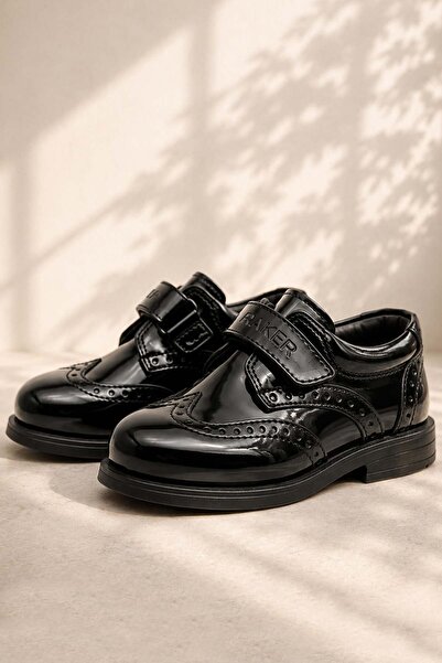 Rakerplus Titan Black Patent Leather Velcro Baby Boy Shoes