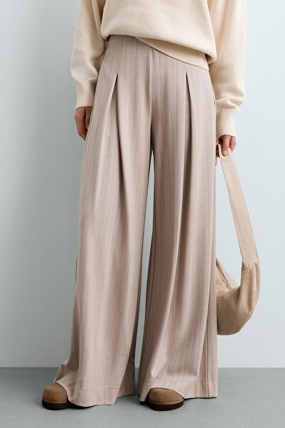 Oysho Yumuşak dokulu wide leg pantolon