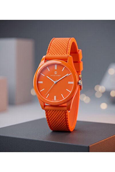 DAVID GUNER San Diego 39mm Unisex Orange Silicone Band Sports Watch – Neon Or...