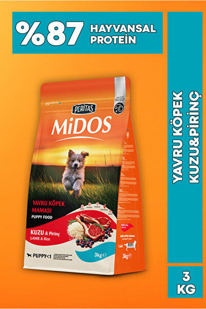 PERİTAS Midos Kuzu ve Pirinçli Yavru Köpek Maması Sağlıklı Büyüme 3 kg