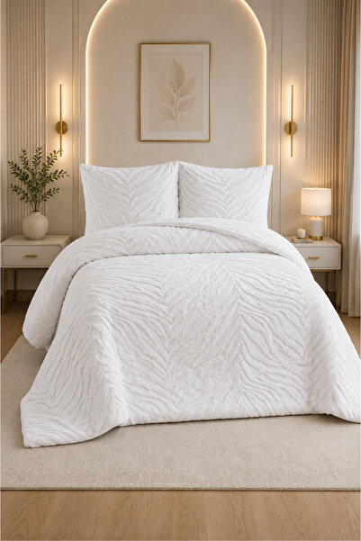 Çeyiz Diyarı Malaga Rabbit Hair Double Bedspread 220X240 Cream