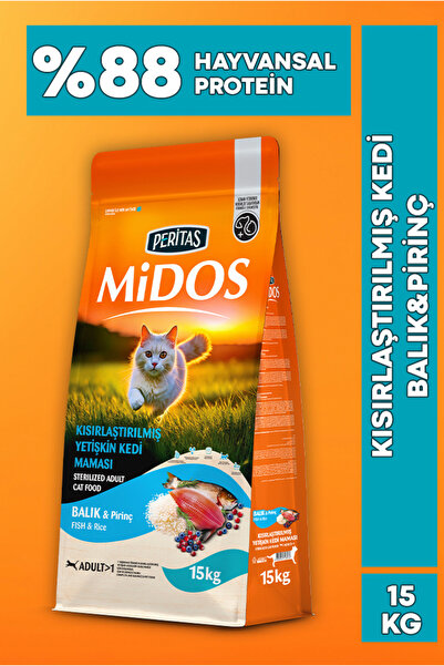 PERİTAS Midos Balık ve Pirinçli Kısırlaştırılmış Yetişkin Kedi Maması 15kg