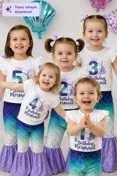 My Kids Wear Girl's Mermaid Themed Birthday Tights Set 1-5 Years 12502