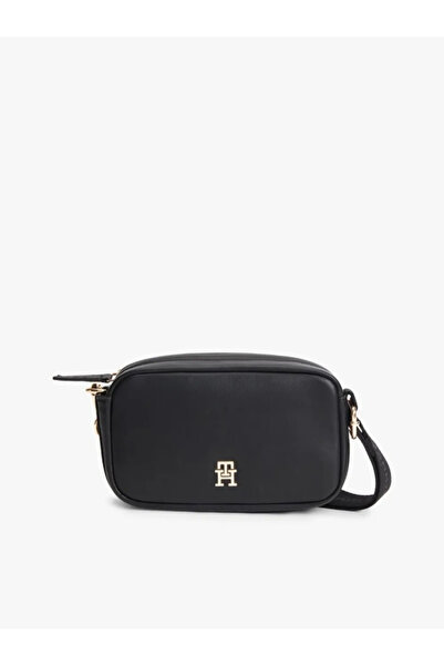 Tommy Hilfiger Women's Th Monogram Logo Crossbody Black Shoulder Bag