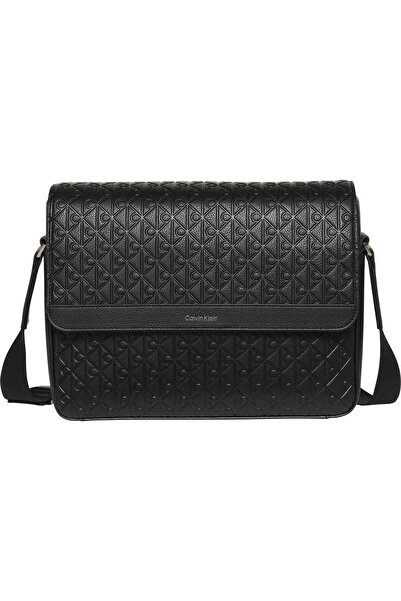 Calvin Klein Men's Black Shoulder Bag with Brand Logo, Suitable for Daily Use