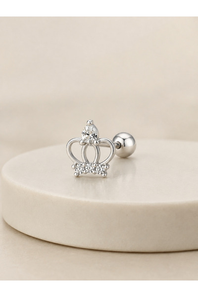 BY DİLEK ÇETİN ACCESSORY Çelik taç model kıkırdak helix tragus piercing(1 adet)