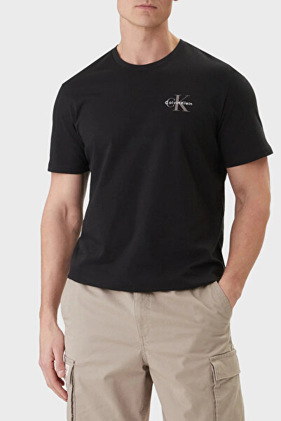 Calvin Klein Men's Brand Logo Black-Black T-Shirt Suitable for Daily Use