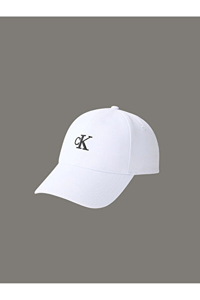 Calvin Klein Women's White Hat with Brand Logo, Suitable for Daily Use