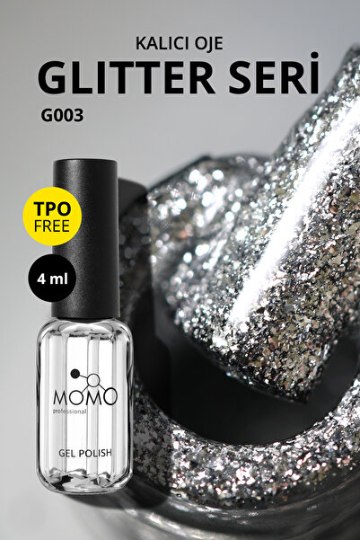 MOMO professional Glitter Kalıcı Oje G003 Yoğun Gümüş Parıltılı 4 ml