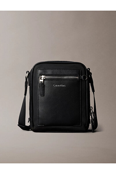 Calvin Klein Men's Black Shoulder Bag with Brand Logo, Suitable for Daily Use