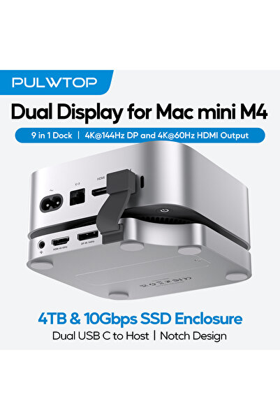 Choice PULWTOP Mac Mini M4 Dock Stand with DP 4K 144Hz & HDMI 4K60, Mac Mini ...