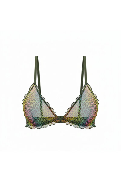 BONBON Women's Transparent Tulle Ruffled Unwired Unpadded Bra Bb2083