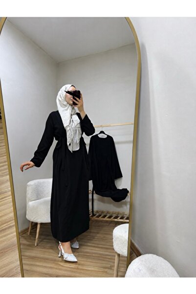 BNGL Boutique فستان من قماش الكريب برباط على الجانبين باللون الأسود