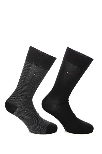 Tommy Hilfiger Unisex Marka Logolu Günlük Kullanıma Uygun Siyah Çorap