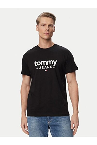 Tommy Hilfiger Men's Brand Logo T-Shirt, Suitable for Daily Use, Black