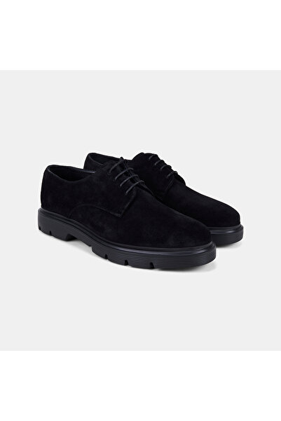 Desa Men's Black Lace-Up Thick-Soled Suede Classic Shoes
