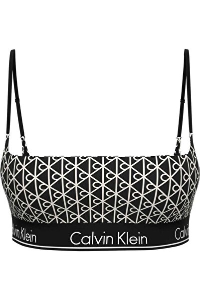 Calvin Klein Kadın Siyah-Beyaz Bikini Üstü